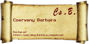 Cserveny Barbara névjegykártya
