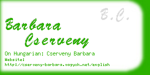 barbara cserveny business card